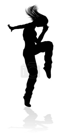 Illustration for A woman street dance hip hop dancer in silhouette - Royalty Free Image