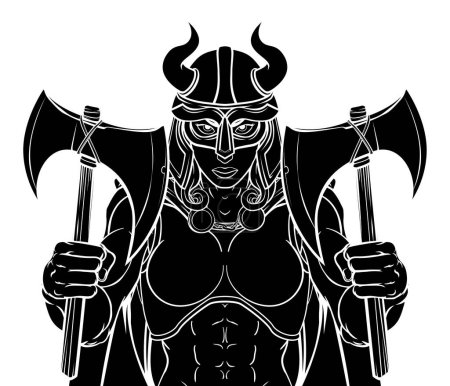 Viking guerrière femme sport équipe mascotte personnage de dessin animé