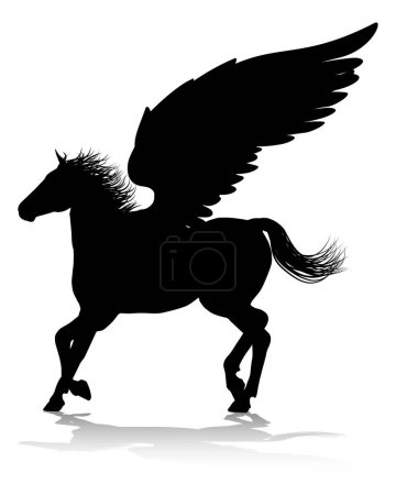 Ilustración de Un gráfico de caballo alado mitológico de silueta Pegasus - Imagen libre de derechos