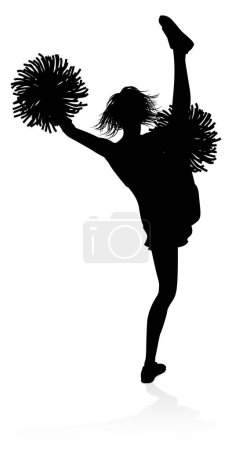 Cheerleader detailed silhouette with pompoms