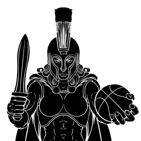Illustration for A Spartan or Trojan female gladiator warrior woman basketball sports mascot - Royalty Free Image