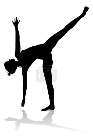 Illustration for A silhouette of a woman in a yoga or pilates pose - Royalty Free Image