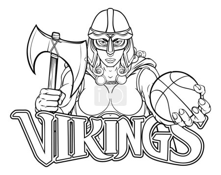 Illustration for A female Viking, Trojan Spartan or Celtic warrior woman gladiator knight basketball sports mascot - Royalty Free Image
