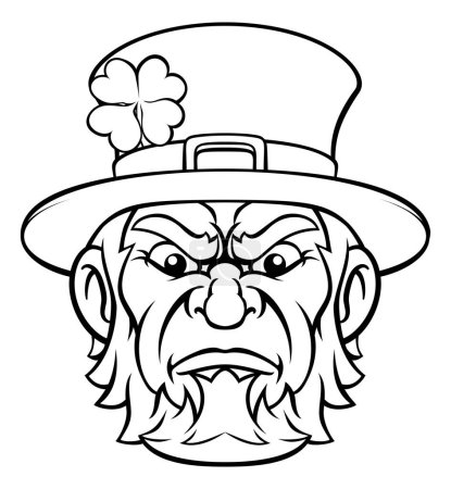 Ilustración de Leprechaun duro de dibujos animados St Patricks Day personaje o mascota deportiva - Imagen libre de derechos