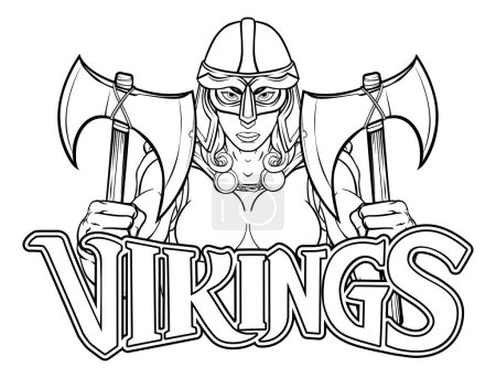 A female Viking, Trojan Spartan or Celtic warrior woman gladiator knight sports team mascot