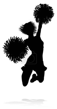 Cheerleader detailed silhouette with pompoms
