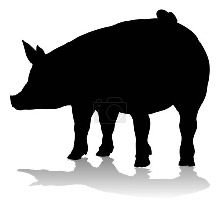 Téléchargez les illustrations : Une silhouette de porc animal de ferme graphique - en licence libre de droit