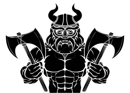 Ilustración de Una mascota deportiva de gladiador guerrero vikingo - Imagen libre de derechos