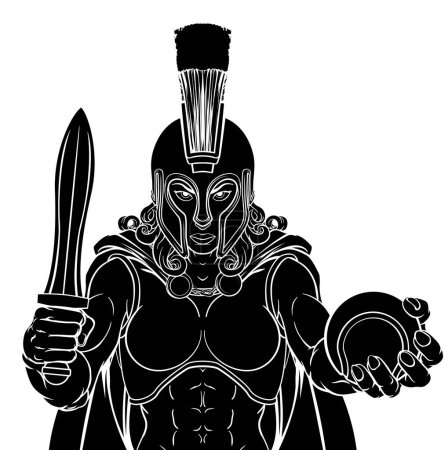 Illustration for A Spartan or Trojan female gladiator warrior woman tennis sports mascot - Royalty Free Image