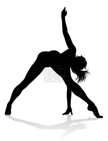 Illustration for A woman dancing in silhouette graphic illustration - Royalty Free Image
