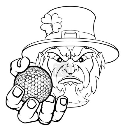 Ilustración de Una mascota deportiva duende golf sosteniendo una pelota - Imagen libre de derechos