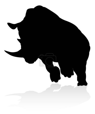 Illustration for A rhino or rhinoceros safari animal silhouette - Royalty Free Image