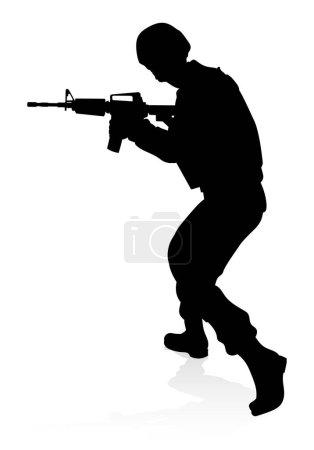 Ilustración de Fuerzas armadas de alta calidad silueta detallada de soldado del ejército militar - Imagen libre de derechos