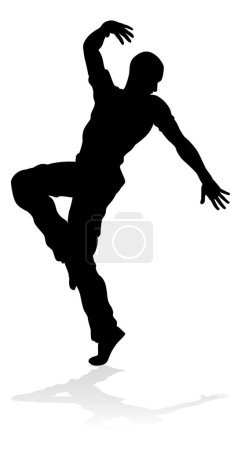 Ilustración de Un bailarín de hip hop de baile callejero masculino en silueta - Imagen libre de derechos