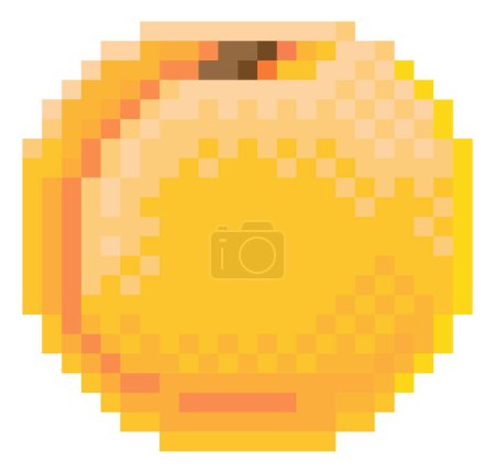 Ilustración de Un píxel de melocotón arte 8 bit icono de fruta estilo videojuego - Imagen libre de derechos