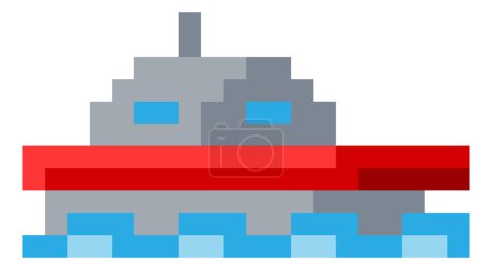 Boat Ship icon in a pixel 8 bit video game art style