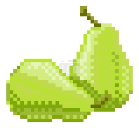 Ilustración de Un píxel de pera arte 8 bit icono de fruta estilo videojuego - Imagen libre de derechos