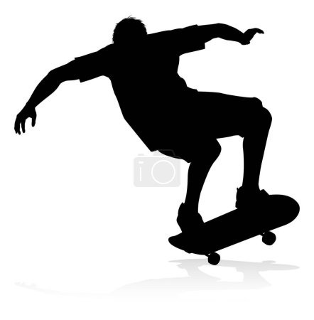 Illustration for Very high quality and highly detailed skating skateboarder silhouette - Royalty Free Image
