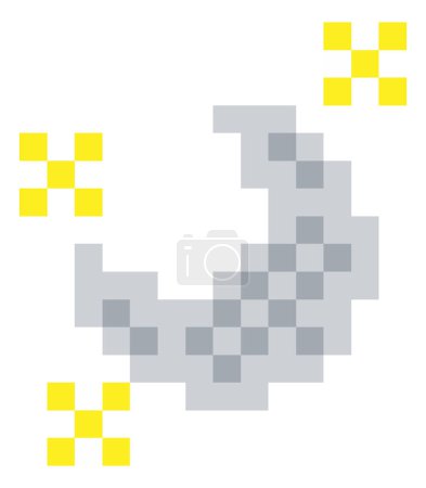Ilustración de Luna y estrellas beben icono en un pixel 8 bit estilo de arte de videojuegos - Imagen libre de derechos