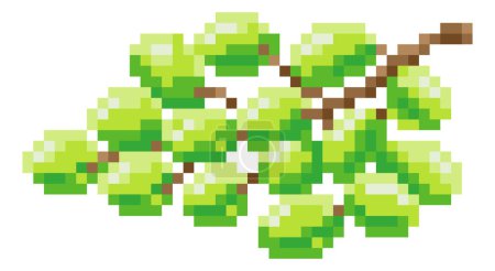 Ilustración de Un ramo de uvas pixel art 8 bit icono de fruta estilo videojuego - Imagen libre de derechos