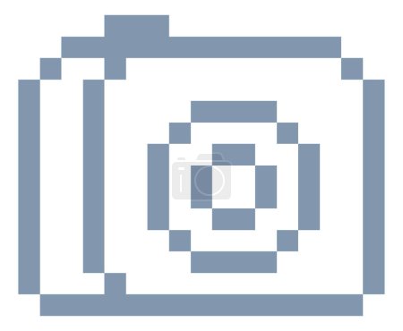 Illustration for Camera icon for photos in a pixel 8 bit video game art style - Royalty Free Image