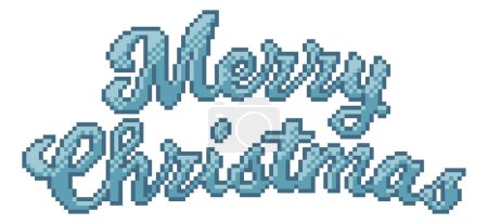 Ilustración de Feliz mensaje de Navidad en un estilo de videojuego de arte de píxeles de 8 bits - Imagen libre de derechos