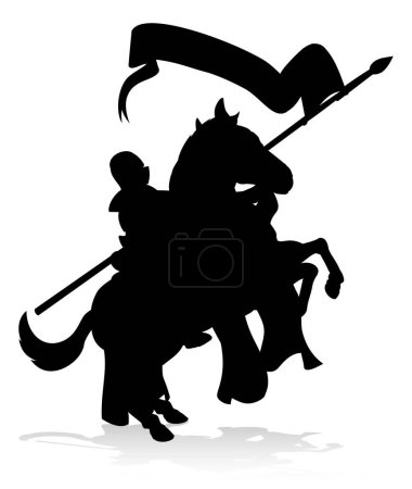 Ilustración de Un caballero en un caballo en silueta - Imagen libre de derechos