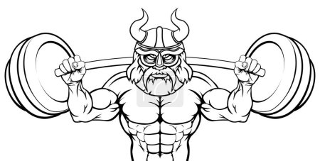 Illustration for A Viking gladiator warrior weight lifting or body building sports mascot - Royalty Free Image