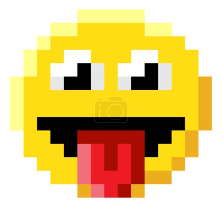 Illustration for An emoji emoticon face icon in a pixel art 8 bit video game style - Royalty Free Image