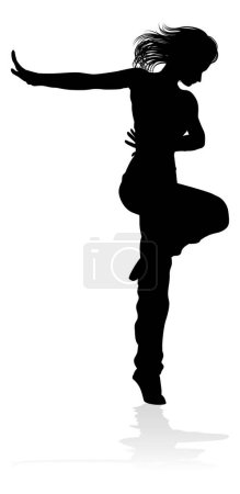 Une danseuse de street dance hip hop en silhouette