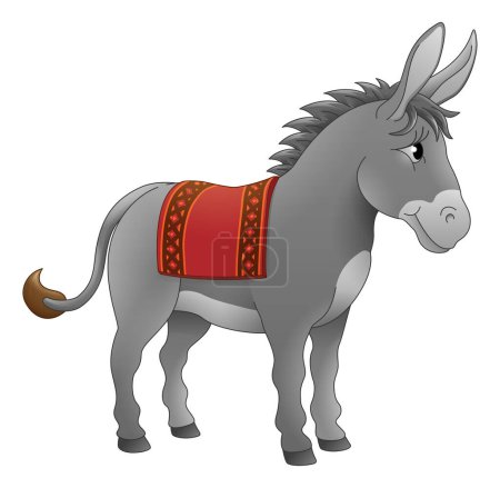 Téléchargez les illustrations : Un âne mignon animal dessin animé personnage illustration - en licence libre de droit