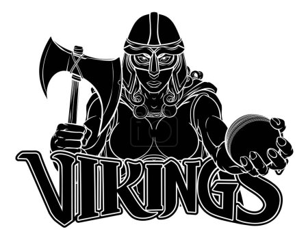Illustration for A female Viking, Trojan Spartan or Celtic warrior woman gladiator knight cricket sports mascot - Royalty Free Image