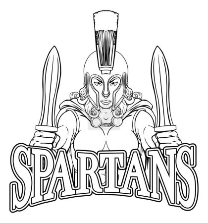 Una espartana o troyana guerrera mujer gladiador equipo deportivo mascota