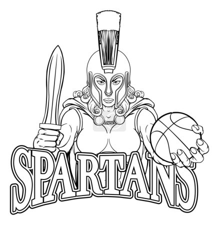 A Spartan or Trojan female gladiator warrior woman basketball sports mascot