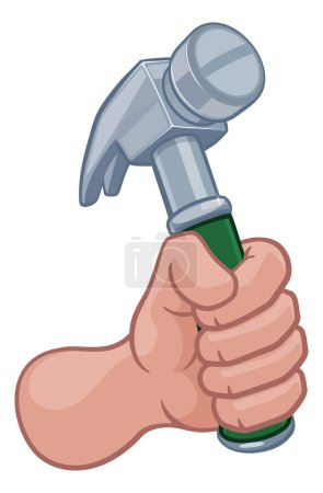A handyman or carpenters cartoon hand in a fist holding a hammer