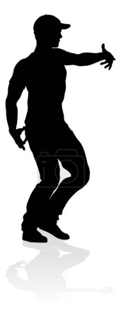 A male street dance hip hop dancer in silhouette