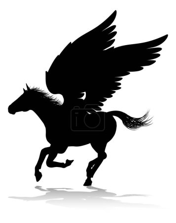 Un gráfico de caballo alado mitológico de silueta Pegasus