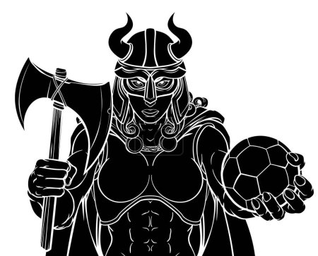 Una mujer guerrera vikinga gladiador fútbol fútbol deportes mascota