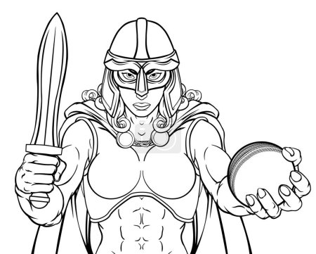 Una mujer vikinga, troyana espartana o guerrera celta mujer gladiador caballero cricket mascota deportiva