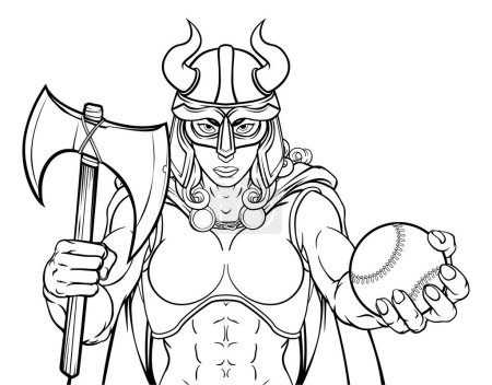 A Viking female warrior woman gladiator baseball sports mascot