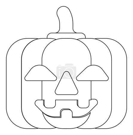 A Halloween cute jack o lantern carved pumpkin kids cartoon in outline