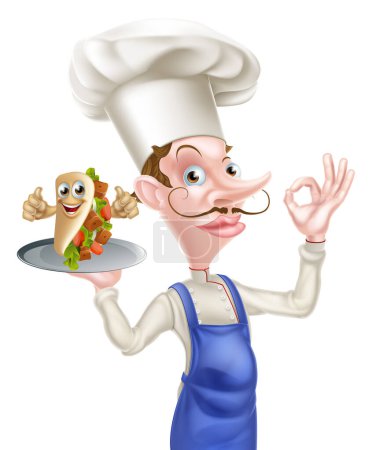 An Illustration of a Cartoon Kebab Chef