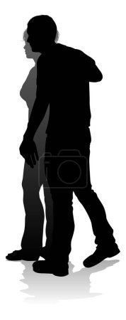 Silhouette d'un jeune homme et d'une jeune femme, probablement un couple ou un mari et une femme