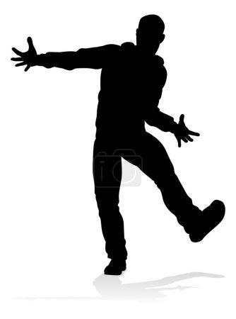 Un bailarín de hip hop de baile callejero masculino en silueta
