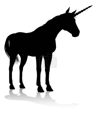 Una silueta de unicornio mítico caballo con cuernos gráfico
