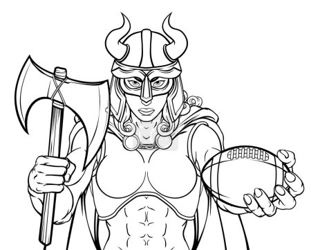 Une femme guerrière viking gladiateur mascotte sportive de football américain