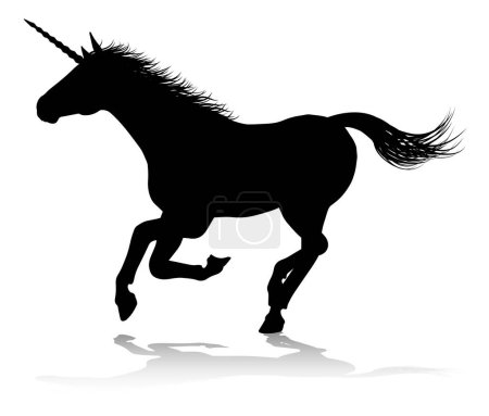 Ilustración de Una silueta de unicornio mítico caballo con cuernos gráfico - Imagen libre de derechos