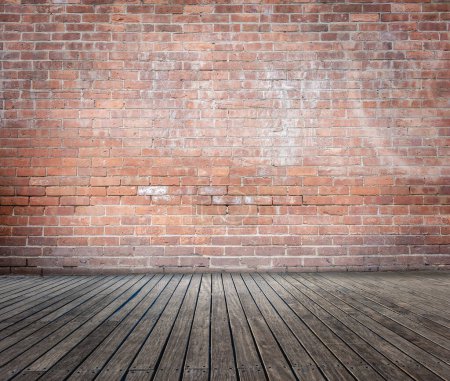 Photo for Room with bricks wall and wood floor. High quality photo - Royalty Free Image