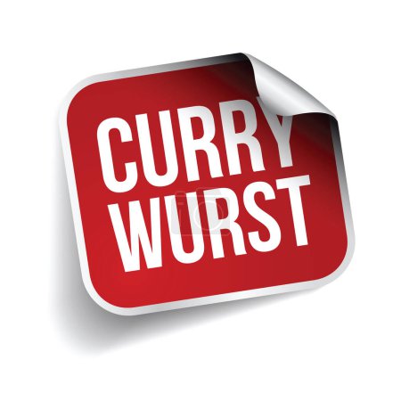 Illustration for Curry wurst label red sticker vector - Royalty Free Image