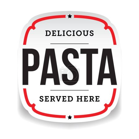 Illustration for Delicious Pasta Served here vintage label vector - Royalty Free Image
